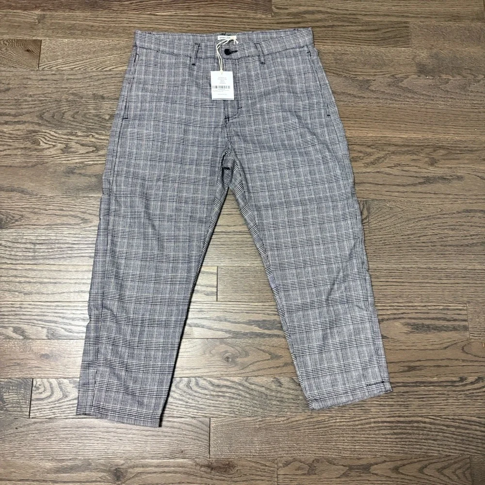 Banks Journal Men's Slim Tapered Crop Downtown Check Pant 36 Grey Plaid New